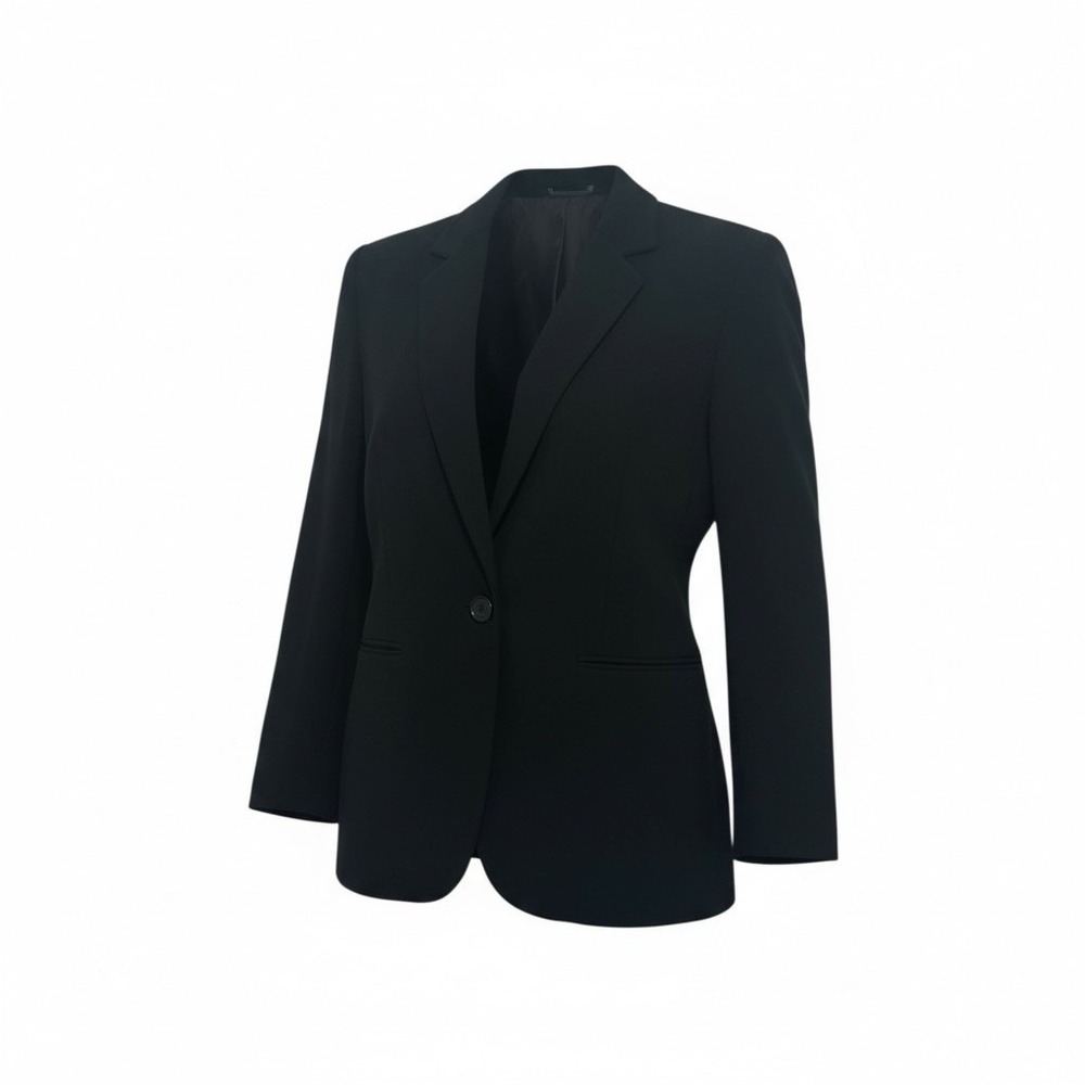 Vintage Wool and Cashmere One-Button Women's Blazer Black Sz Large - Picture 3 of 10